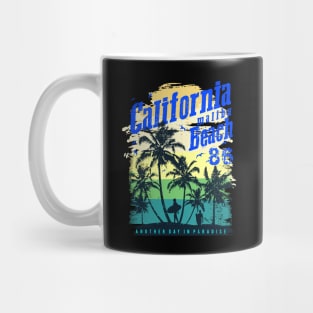 California malibu beach 86, California Surfing beach Vacation  Palm Trees Tropical Mug